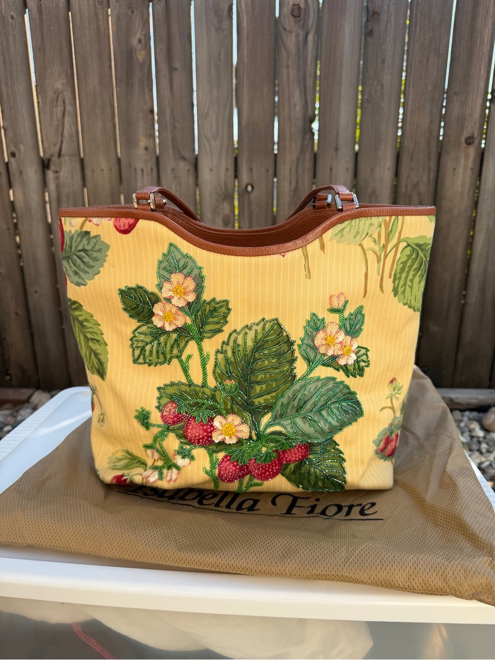 Isabella Fiore Beaded Strawberry "Garden Party" Tote